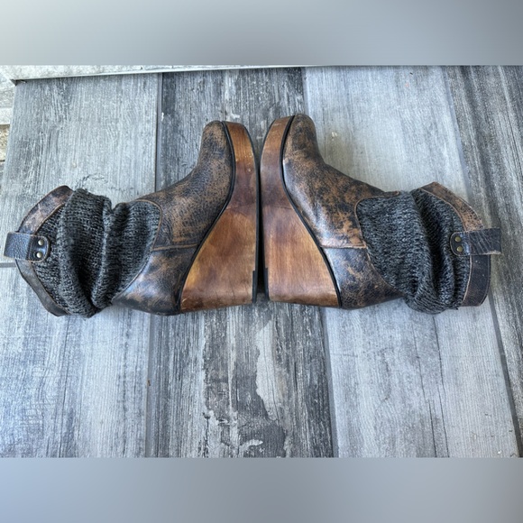 Bed Stu Bruges Leather Knit Slouchy BohoWedge Mid calf Women’s Boot Size 9.5 - Picture 10 of 17